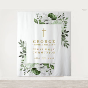 Tenture Olive Green Floral Sainte Communion Fond de la pho