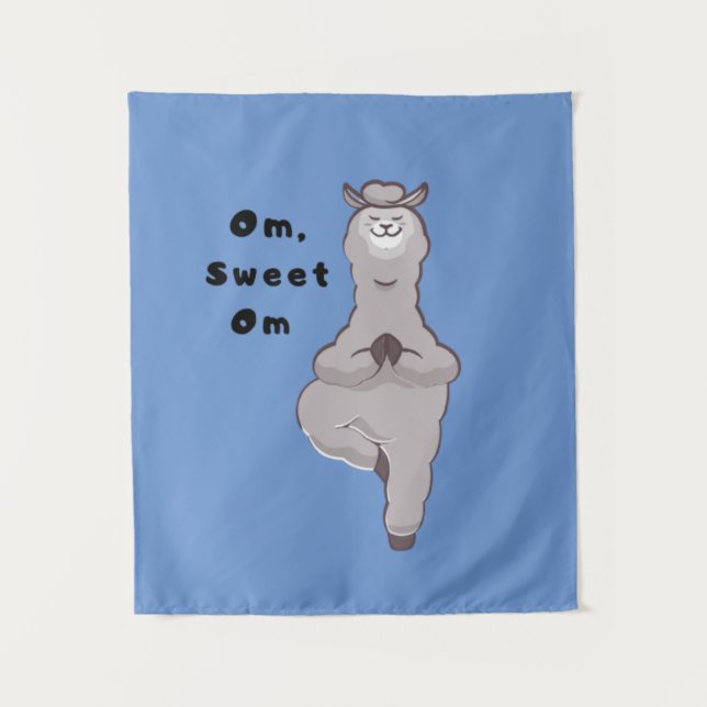 Tenture Om, Doux Om - Drôle Llama Yoga Pun (Devant)