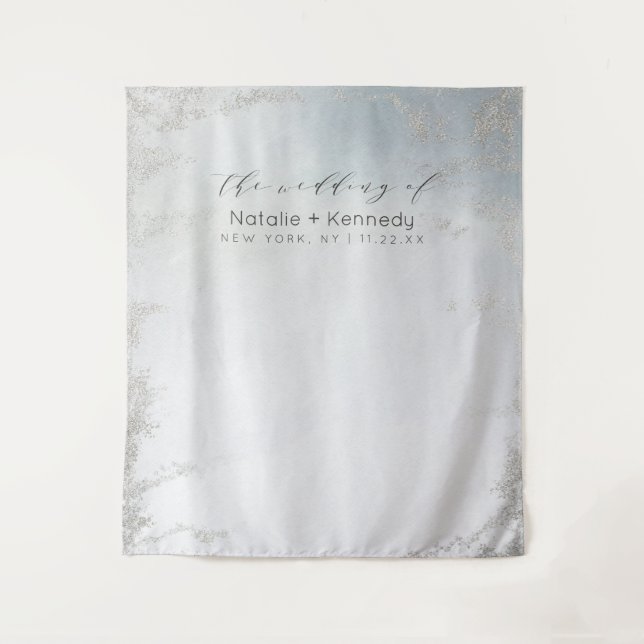 Tenture Ombre Dusty Blue Frosted Luxe Photo Booth fond (Devant)