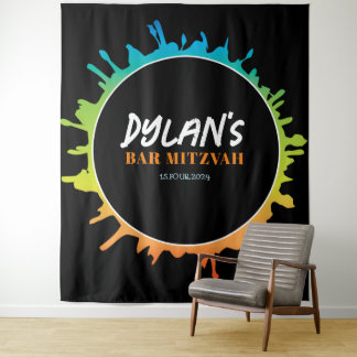 Tenture Ombre Splatter Bat Bar Mitzvah Photo-Op fond