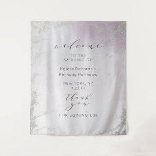 Tenture Ombre Violet Clair Argent Feuille De Métal Mariage