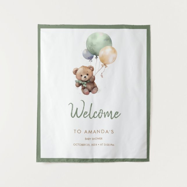 Tenture On peut à peine attendre Teddy Bear Balloon Baby S (Devant)