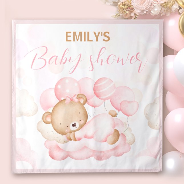 Tenture On peut attendre le Baby shower des filles sur fon (We Can Bearly Wait Girl Baby shower Backdrop)
