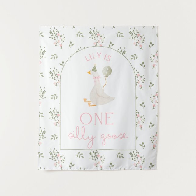 Tenture One Silly Goose Birthday Personalized Banner  Tape (Devant)