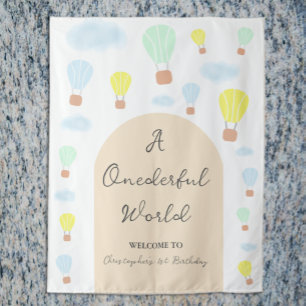Tenture Onederder World Hot Air Balloon 1er anniversaire