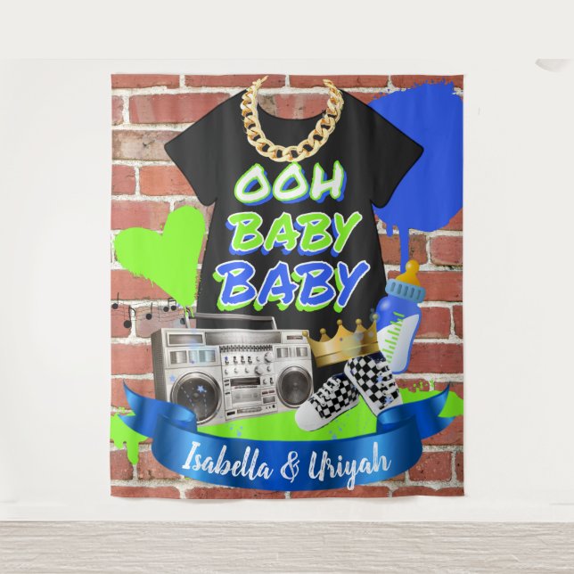 Tenture Ooh Baby Baby Hip Hop Baby Shower Photo Toile de f (Devant)