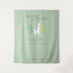Tenture Ooh La Llama Baby Shower Fond Vert Mignon