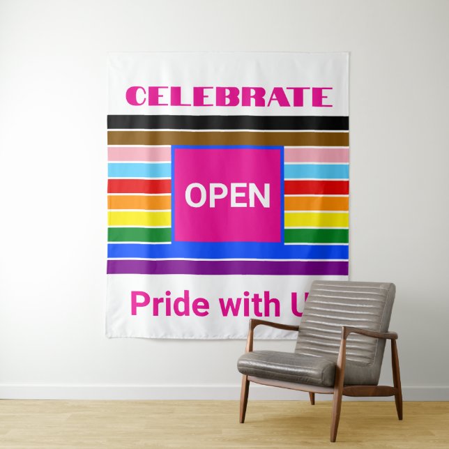 Tenture Open Pride Ally Rainbow Progress LGBT LGBTQ (En situation)