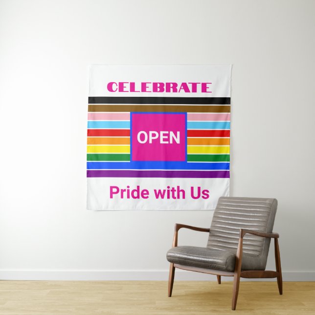 Tenture Open Pride Ally Rainbow Progress LGBT LGBTQ (En situation)