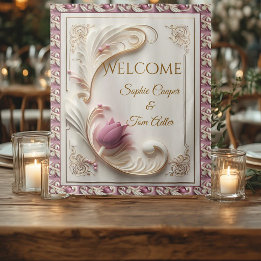 Tenture Or Doré Doux Grandeur Baroque Tulipe Florale Luxe