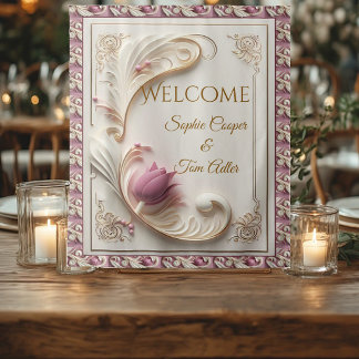 Tenture Or Doré Doux Grandeur Baroque Tulipe Florale Luxe