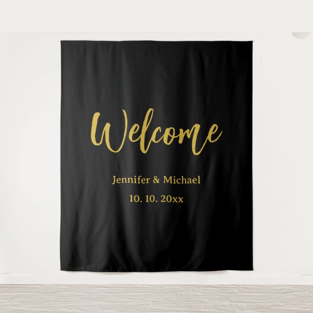 Tenture Or élégant moderne professionnel & noir métallisé (Devant)