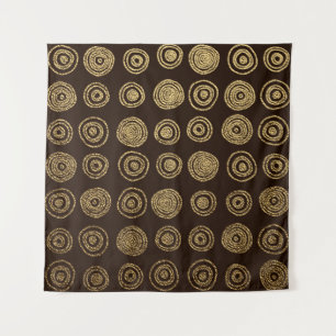 Tenture Or Golden, motif dessiné à la main avec cercles. A