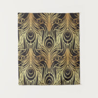 Or, noir, paon, Art nouveau, motif vintage, être