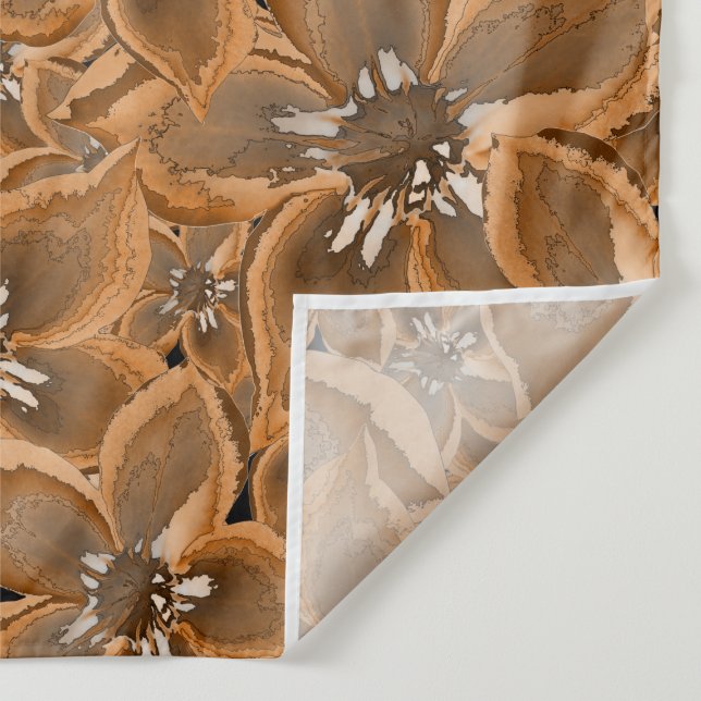 Tenture Orange, gray watercolor flowers. (Détail)