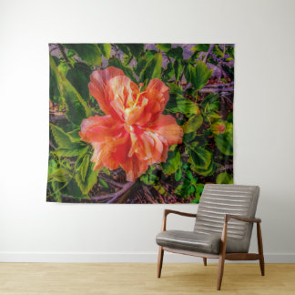 Tenture Orange Hibiscus Beauté