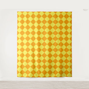 Tenture Orange jaune damier diamant motif 