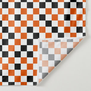 Tenture Orange Noir et Blanc à Carreaux