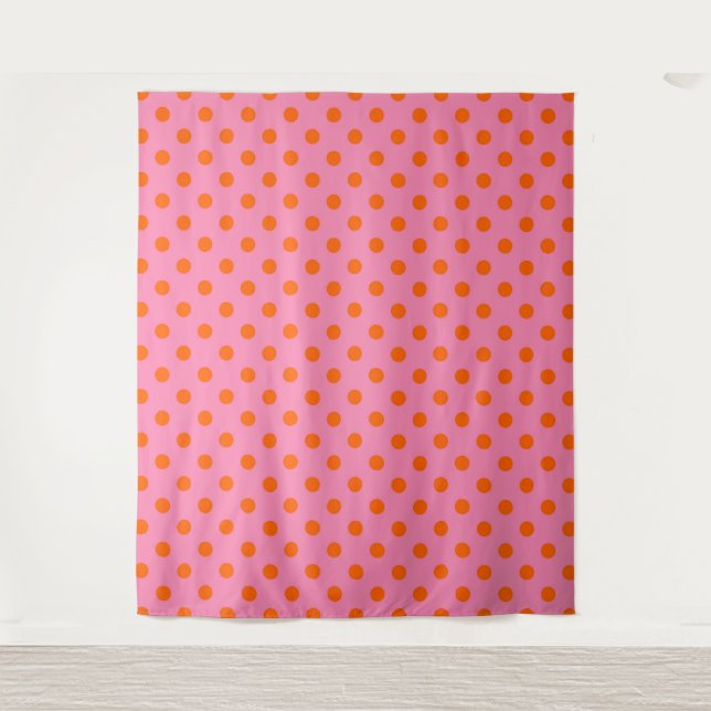 Tenture Orange On Rose Pois Design Motif (Devant)