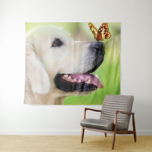 Tenture Oreiller À Lancer Du Labrador Et Du Papillon