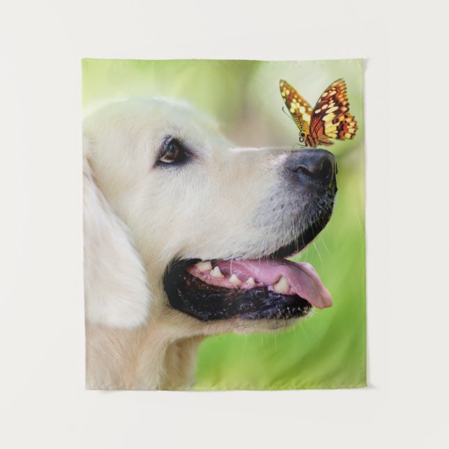 Tenture Oreiller À Lancer Du Labrador Et Du Papillon (Devant)