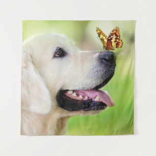 Tenture Oreiller À Lancer Du Labrador Et Du Papillon