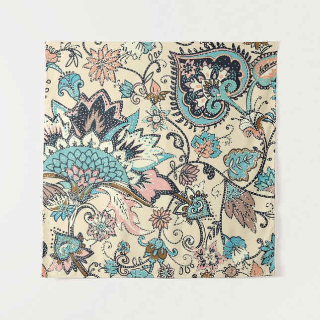 Tenture Oriental Paisley : Elégance Textile Stylisée. (Devant)