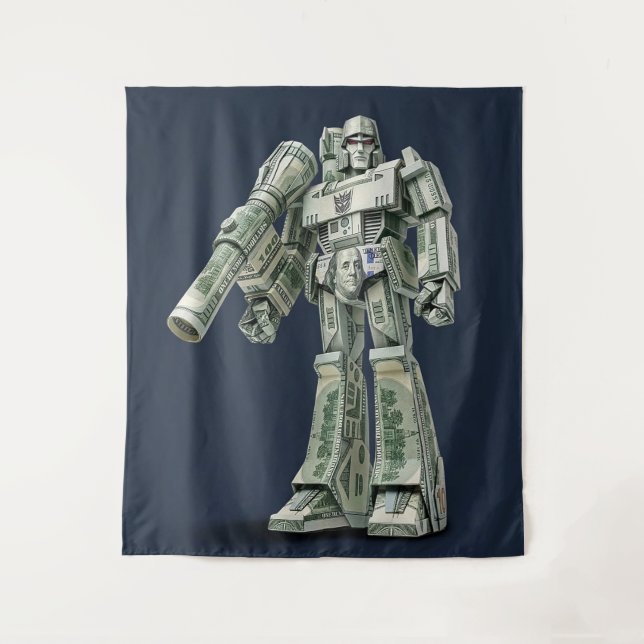 Tenture Origami Méga Tron Robot en argent (Devant)