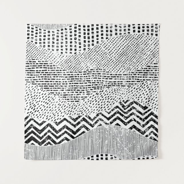Tenture Ornament noir blanc Wavwork (Devant)