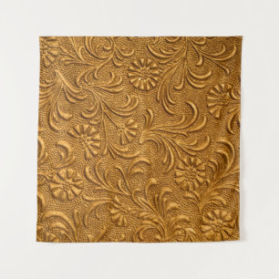 Tenture ornements vintages or fleuri sans couture motif