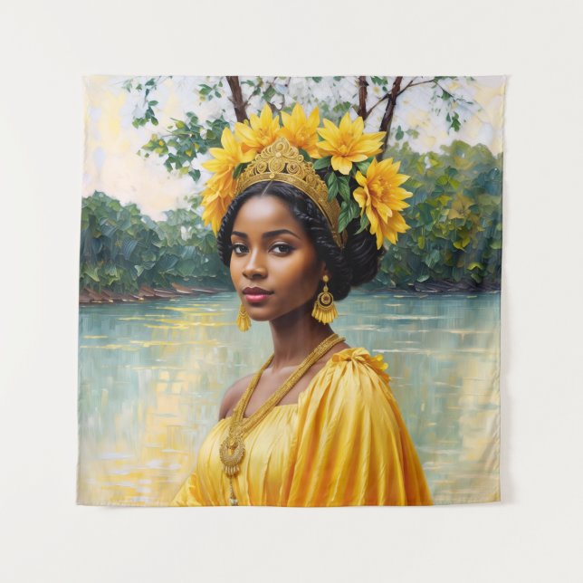Tenture Oshun Déesse Africaine Orisha Art (Devant)