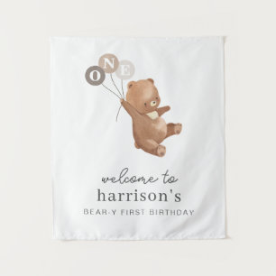 Tenture Ours avec 3 Ballons Brown Affiche de bienvenue