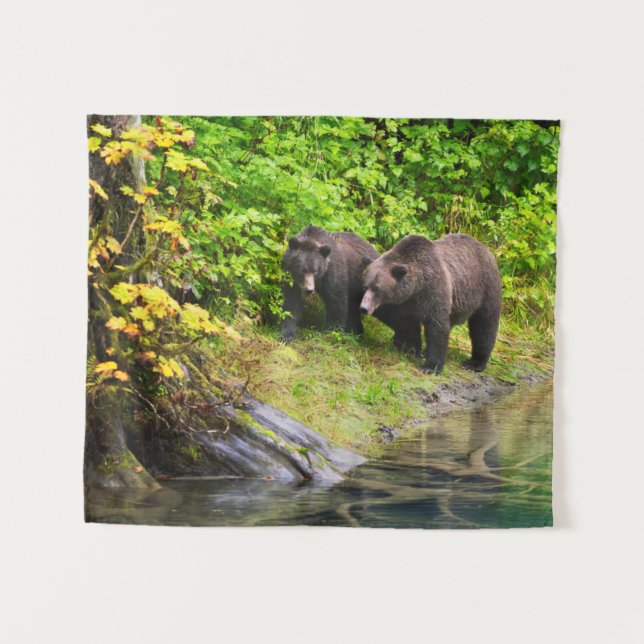Tenture Ours brun et ourson | Hyder, Alaska (Devant (Horizontal))