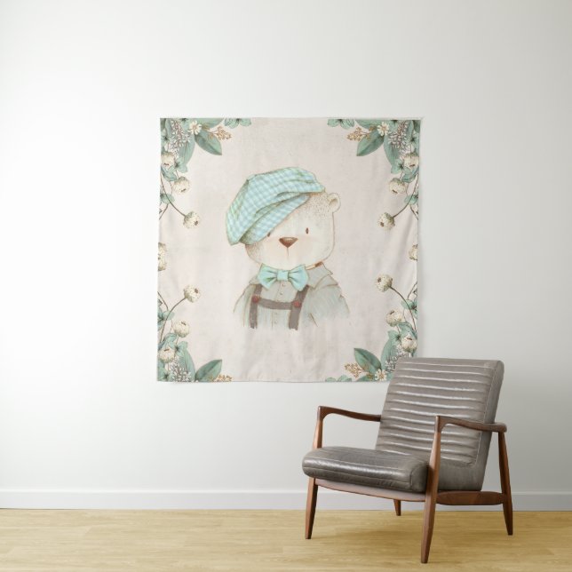 Tenture Ours en Casquette doux doux doux adorable Whimsy (En situation)