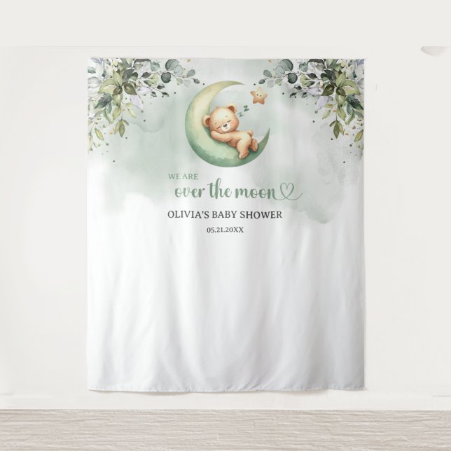 Tenture Ours en peluche vert de Boho eucalyptus neutre (Devant)