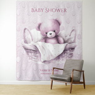 Tenture Ours en tourbe rose dans le panier