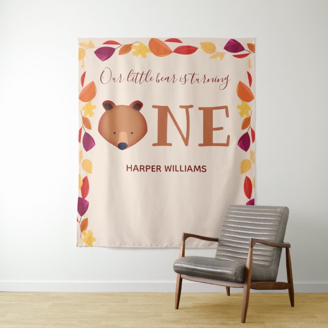 Tenture Ours Premier Anniversaire Animal Automne (En situation)