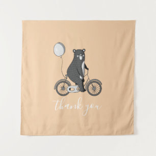 Tenture Ours scandinave à vélo Minimaliste Merci