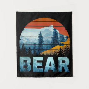 TENTURE OURS VINTAGE NATURE SAUVAGE FORET COUCHER DE SOLEI