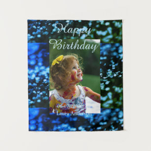 Tenture Pailleté bleu vert photo enfants anniversaire mode