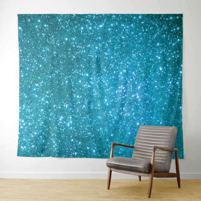 Tenture Paillettes de luxe bleu or (En situation (horizontale))