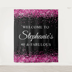 Tenture Paillettes Rose Chaud Noir 40 & Fabuleux Bienvenue