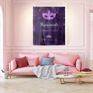 Tenture Paillettes violettes de masquerade pour un anniver