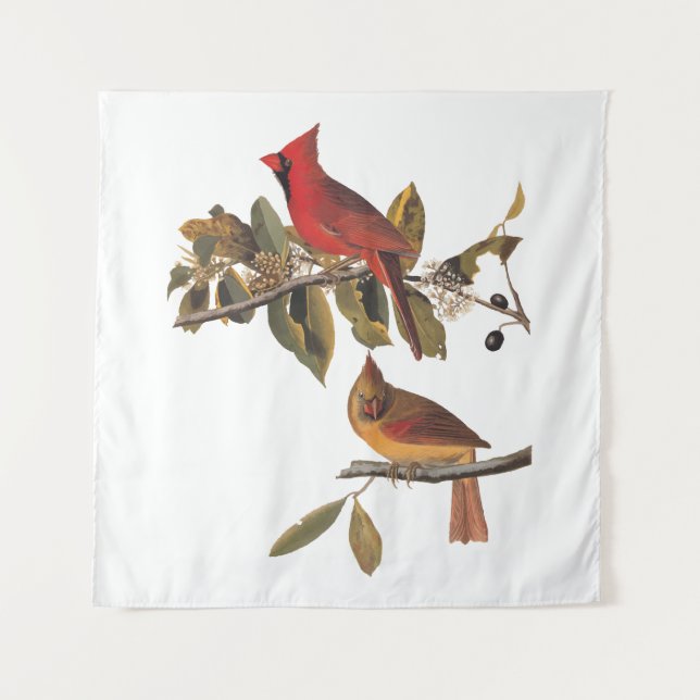 Tenture Paire de cardinaux d'Audubon dans un arbre d'amand (Devant)