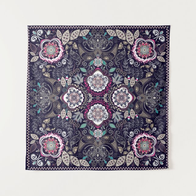 Tenture Paisley floral, design de poche carré. (Devant)
