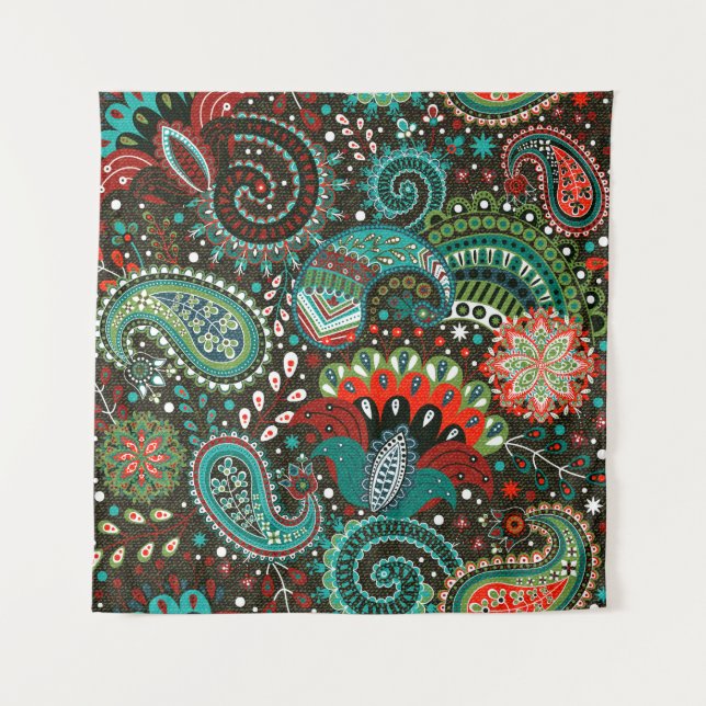 Tenture Paisley floral : éléments motifs sans soudure. (Devant)