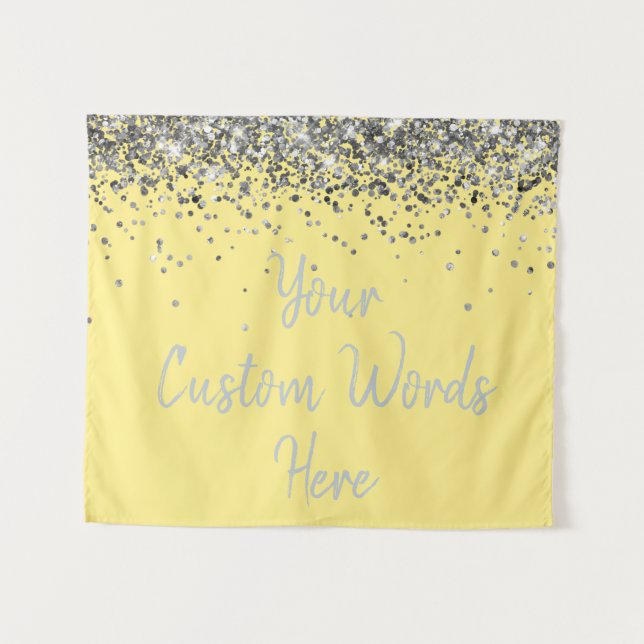 Tenture Pale Yellow and Silver Birthday Party Photo Booth (Devant (Horizontal))