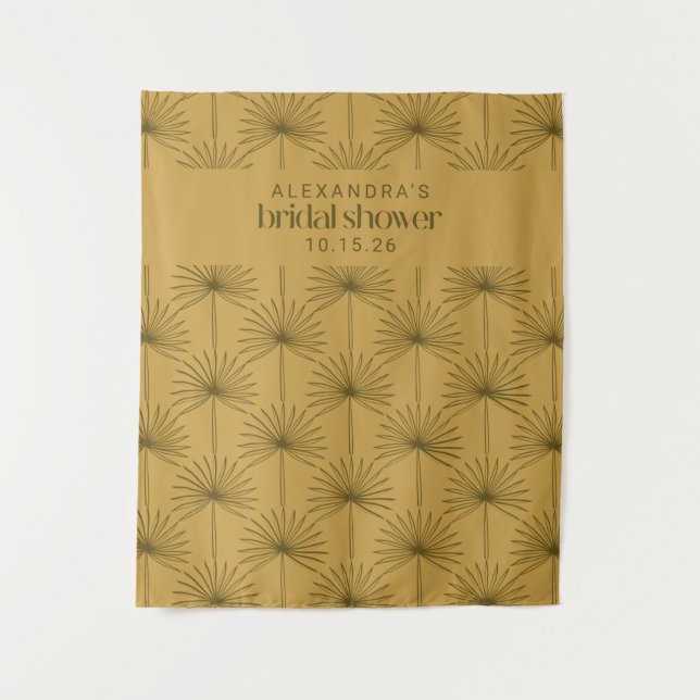 Tenture Palm Leaf Botanical Moutarde Mariage Sur Mesure  (Devant)