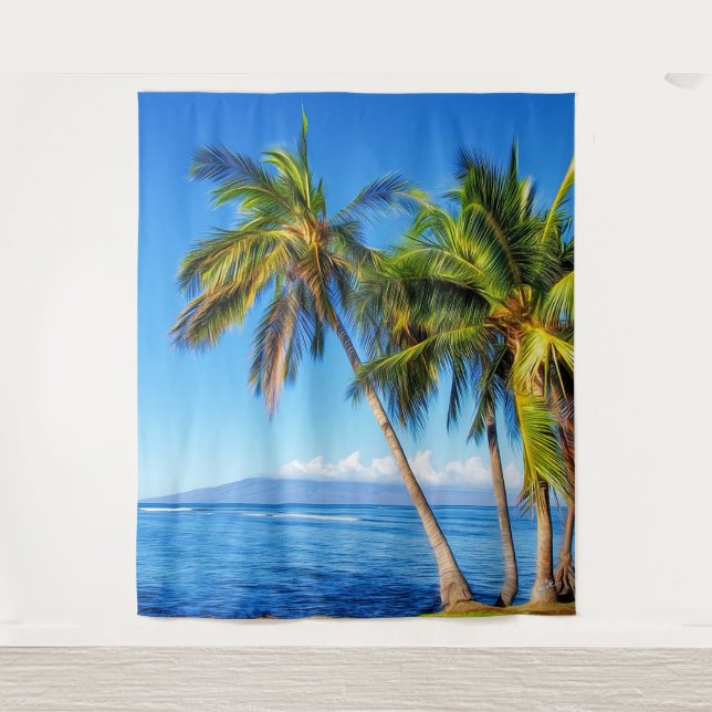 Tenture Palmier tropicaux et Molokini depuis Maui Hawaï (Devant)