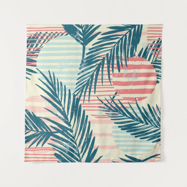 Tenture Palmiers exotiques, textures dessinées à la main (Devant)